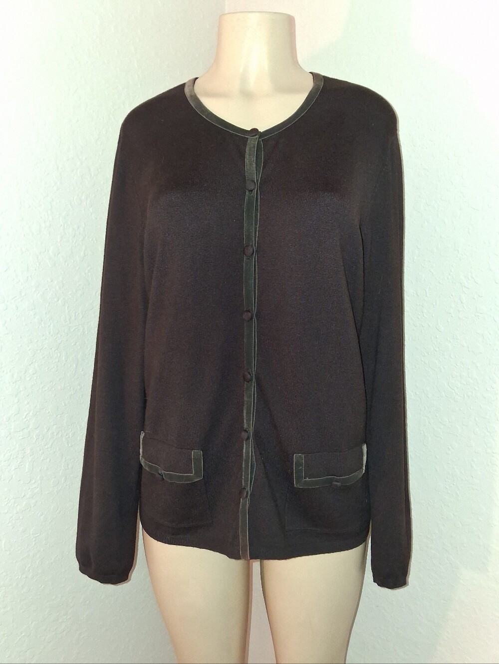 JUDITH HART BROWN BUTTON UP SWEATER SZ 1X